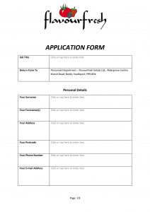 Flavourfresh Job Application Form