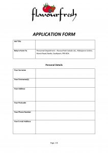 Flavourfresh Application Form 2021